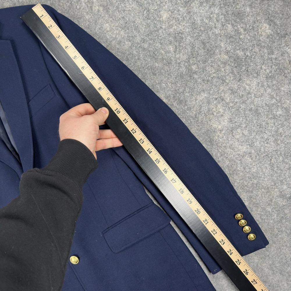 J.Crew Thompson University Blazer Mens 34R Navy Wool Gold Buttons Sport Coat - Picture 11 of 16